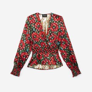The Kooples Wrap Top with Epaulettes, Giant Poppy